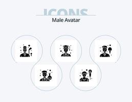 Male Avatar Glyph Icon Pack 5 Icon Design. sport. boy. golfer. avatar. graduate vector