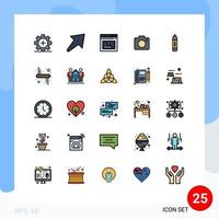 Group of 25 Filled line Flat Colors Signs and Symbols for drawing photo internet image profile Editable Vector Design Elements