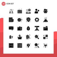 Group of 25 Solid Glyphs Signs and Symbols for food profile browser person delete Editable Vector Design Elements