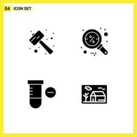 User Interface Pack of 4 Basic Solid Glyphs of knock minus smash find space Editable Vector Design Elements