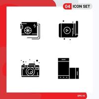 Set of 4 Modern UI Icons Symbols Signs for ac app power tablet photo Editable Vector Design Elements