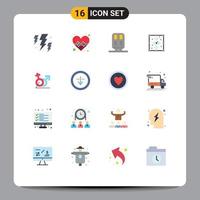 16 User Interface Flat Color Pack of modern Signs and Symbols of women view back eye creative Editable Pack of Creative Vector Design Elements