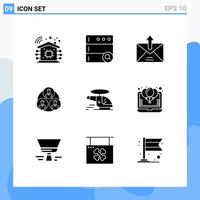 Set of 9 Modern UI Icons Symbols Signs for medical helicopter email circle gang Editable Vector Design Elements