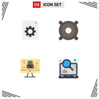 Set of 4 Commercial Flat Icons pack for control lock devices dmca protection marketing Editable Vector Design Elements