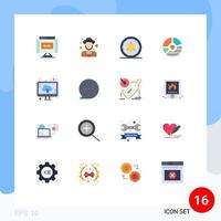 16 Universal Flat Color Signs Symbols of statistics graph circle business analysis Editable Pack of Creative Vector Design Elements