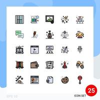 User Interface Pack of 25 Basic Filled line Flat Colors of sparkling stare tax return celebration night Editable Vector Design Elements