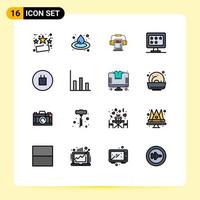 Set of 16 Modern UI Icons Symbols Signs for symbols ancient audio star monitor Editable Creative Vector Design Elements