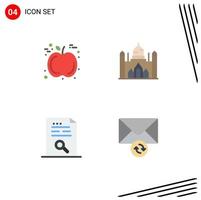User Interface Pack of 4 Basic Flat Icons of apple document aurangabad fort lalbagh find Editable Vector Design Elements
