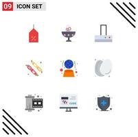 conjunto de 9 iconos de interfaz de usuario modernos símbolos signos para holograma comida digital malvavisco camping elementos de diseño vectorial editables vector