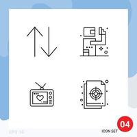 4 Thematic Vector Filledline Flat Colors and Editable Symbols of arrow valentine assassin killer circular Editable Vector Design Elements