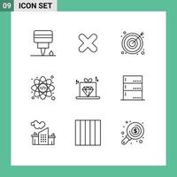 Set of 9 Vector Outlines on Grid for admin price business marketing coding Editable Vector Design Elements