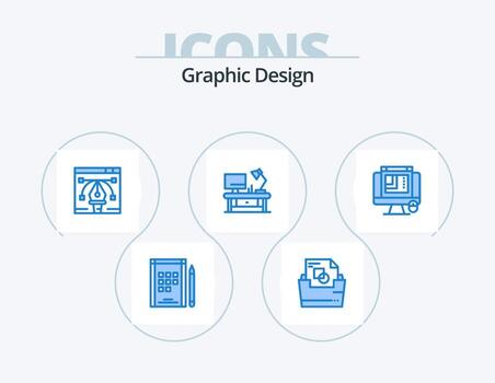 diseño gráfico paquete de iconos azules 5 diseño de iconos. gráficos web. diseño css. diseño. negocio. lámpara vector