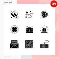 9 Thematic Vector Solid Glyphs and Editable Symbols of first aid bracelet jewelry gem Editable Vector Design Elements