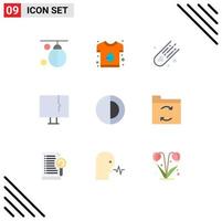 Pack of 9 Modern Flat Colors Signs and Symbols for Web Print Media such as warning pc print infected space Editable Vector Design Elements