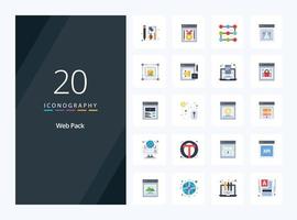 20 Web Pack Flat Color icon for presentation vector