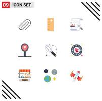 Pack of 9 creative Flat Colors of mixer travel file sign parking Editable Vector Design Elements