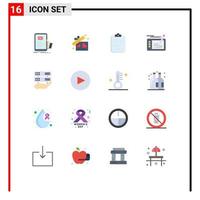 Set of 16 Modern UI Icons Symbols Signs for drawing game wedding design checklist Editable Pack of Creative Vector Design Elements