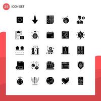 25 Thematic Vector Solid Glyphs and Editable Symbols of document dollar page job man Editable Vector Design Elements