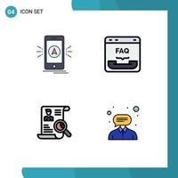 Pictogram Set of 4 Simple Filledline Flat Colors of navigation help gps communication portfolio Editable Vector Design Elements