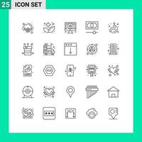 Line Pack of 25 Universal Symbols of wheel chair medical application money cash Editable Vector Design Elements