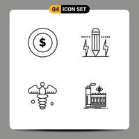 4 User Interface Line Pack of modern Signs and Symbols of dollar coin medical pencil bolt pharmacy Editable Vector Design Elements