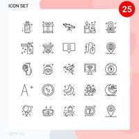 Group of 25 Modern Lines Set for flower candle telescope element zoom Editable Vector Design Elements