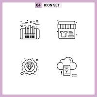 Set of 4 Modern UI Icons Symbols Signs for finance quality finance shopping wifi Editable Vector Design Elements