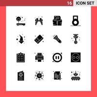 16 User Interface Solid Glyph Pack of modern Signs and Symbols of eraser direction american left dumbbell Editable Vector Design Elements