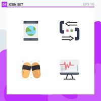 Universal Icon Symbols Group of 4 Modern Flat Icons of app phone online communication woman Editable Vector Design Elements