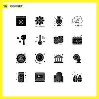 Pictogram Set of 16 Simple Solid Glyphs of development coding nuclear code plumbing Editable Vector Design Elements