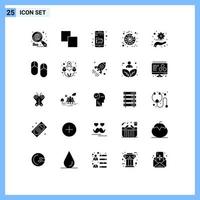 conjunto de 25 iconos modernos de la interfaz de usuario signos de símbolos para la gestión de la investigación del plan de vacaciones elementos de diseño vectorial editables web vector