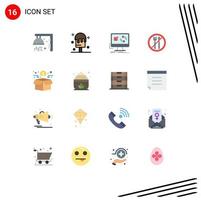 paquete de iconos de vector de stock de 16 signos y símbolos de línea para la aplicación de financiación de red roza ayuno paquete editable de elementos creativos de diseño de vectores