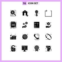 Modern Set of 16 Solid Glyphs Pictograph of agreement loop estate arrow bloon Editable Vector Design Elements