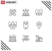 Set of 9 Modern UI Icons Symbols Signs for military diamonds dad speech education Editable Vector Design Elements