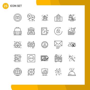 Modern Set of 25 Lines and symbols such as tea cup coffee interface user Editable Vector Design Elements
