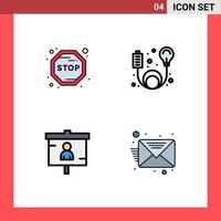 4 Filledline Flat Color concept for Websites Mobile and Apps board marketing adapter energy seo Editable Vector Design Elements