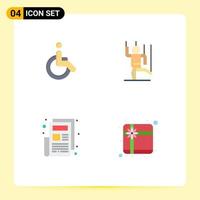 Set of 4 Vector Flat Icons on Grid for weelchair news walk human newsletter Editable Vector Design Elements