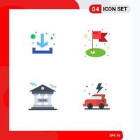 Pack of 4 Modern Flat Icons Signs and Symbols for Web Print Media such as download gdpr achievement bank day Editable Vector Design Elements