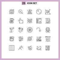 25 Universal Lines Set for Web and Mobile Applications note chart building analytics peas Editable Vector Design Elements