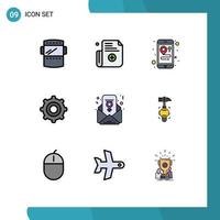 paquete de iconos de vector de stock de 9 signos y símbolos de línea para mapas de correo electrónico de choque cogs de día de la mujer elementos de diseño de vector editables