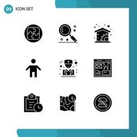 Modern Set of 9 Solid Glyphs Pictograph of male people ui father dad Editable Vector Design Elements