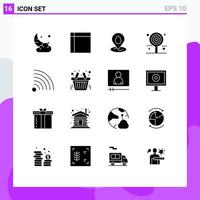 16 Universal Solid Glyphs Set for Web and Mobile Applications lollipop celebration home ware candy map Editable Vector Design Elements