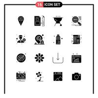 User Interface Pack of 16 Basic Solid Glyphs of office delete file marketing search engine Editable Vector Design Elements