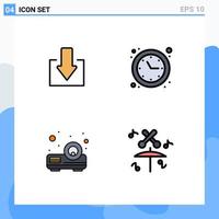 4 Creative Icons Modern Signs and Symbols of arrow projector clock time optimization music Editable Vector Design Elements