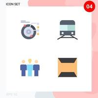 Mobile Interface Flat Icon Set of 4 Pictograms of data vehicles planetary subway daybed Editable Vector Design Elements