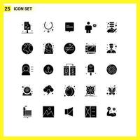 grupo de símbolos de iconos universales de 25 glifos sólidos modernos de carta de crecimiento empresarial chat cuerpo humano elementos de diseño vectorial editables vector