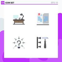 Universal Icon Symbols Group of 4 Modern Flat Icons of table lamp question business education solution Editable Vector Design Elements