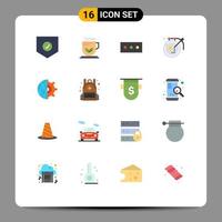 grupo de símbolos de icono universal de 16 colores planos modernos de diseño de equipo de contraseña de globo de negocios paquete editable de elementos creativos de diseño de vectores