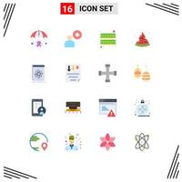 User Interface Pack of 16 Basic Flat Colors of platform application device api food Editable Pack of Creative Vector Design Elements