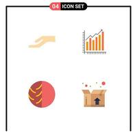 Set of 4 Vector Flat Icons on Grid for alms trends graph diagram dermatology Editable Vector Design Elements